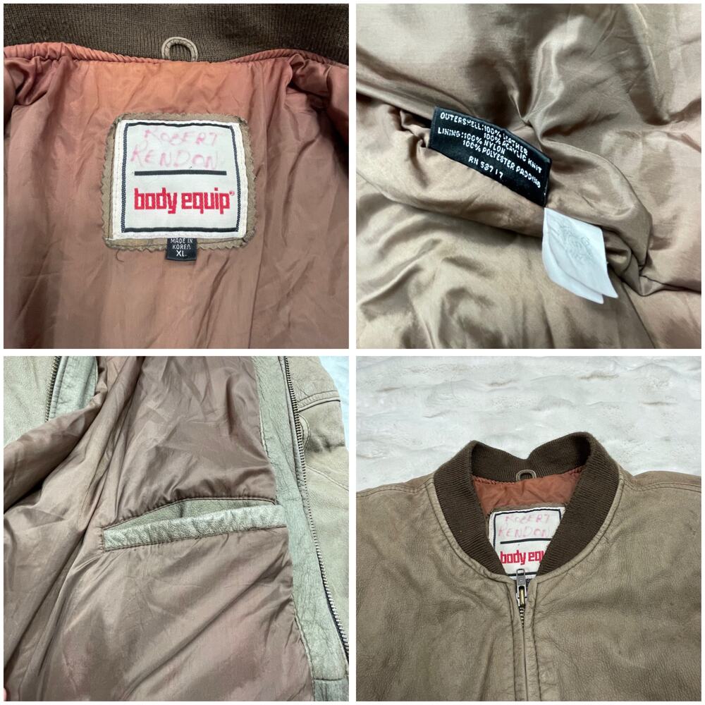 🔥VTG 90s Body Equip Suede Leather Distressed Rusty Bomber Jacket Men’s L- XL - Picture 16 of 16